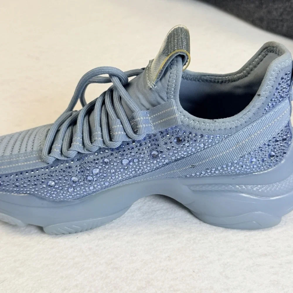 Steve Madden Maxima Rhinestone Chunky Sneakers Blue Women's Size 7.5 Lace Up